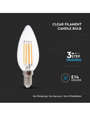 6848-Lampadina LED E  Candela Filamento  Step Dimmerabile -5