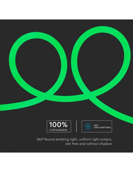 Strip LED Neon Flex 12W/m Bobina 10m 24V Verde IP20