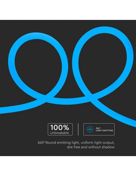 Strip LED Neon Flex 12W/m Bobina 10m 24V Blu IP20