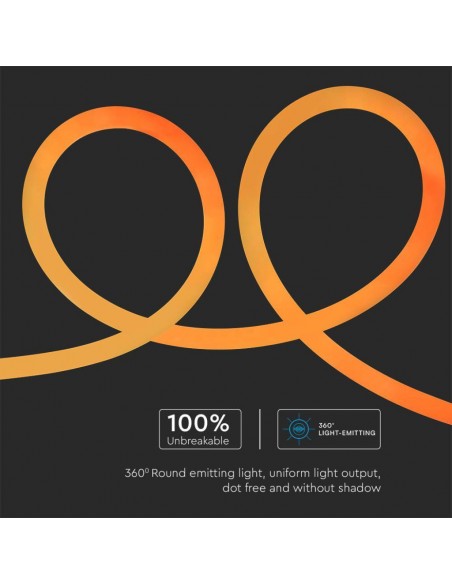 Strip LED Neon Flex 12W/m Bobina 10m 24V Ambra IP20