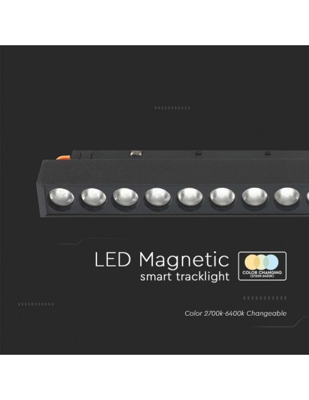 6884-Faretto LED da Binario Magnetico Regolabile  V Colore Nero Compatibile con Google Home e Alexa in-6