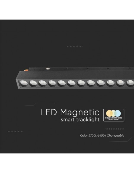 6885-Faretto LED da Binario Magnetico Regolabile  V Colore Nero Compatibile con Google Home e Alexa in-6