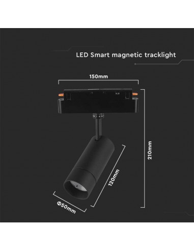 6888-Faretto LED da Binario Magnetico  V Colore Nero in  Compatibile con Alexa e Google Home-3