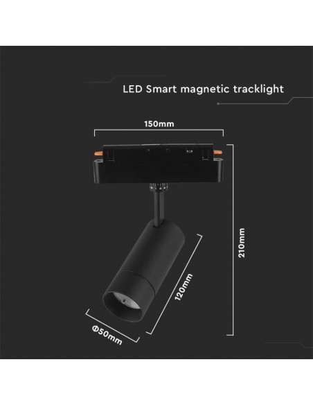 6888-Faretto LED da Binario Magnetico  V Colore Nero in  Compatibile con Alexa e Google Home-3