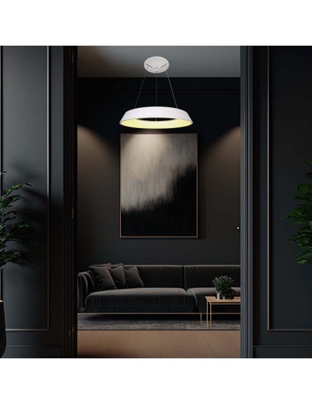 6903-Lampadario LED a Sospensione Circolare  Dimmerabile TRIAC in Metallo Colore Bianco -3