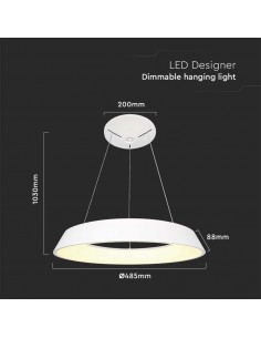 6904-Lampadario LED a Sospensione Circolare  Dimmerabile TRIAC in Metallo Colore Bianco -1 2