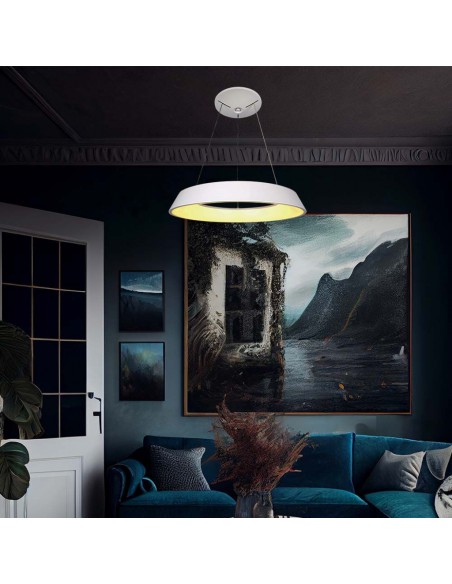 6904-Lampadario LED a Sospensione Circolare  Dimmerabile TRIAC in Metallo Colore Bianco -3