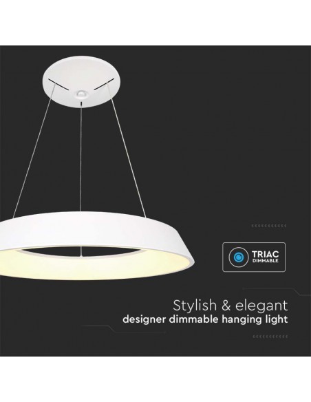 6904-Lampadario LED a Sospensione Circolare  Dimmerabile TRIAC in Metallo Colore Bianco -7