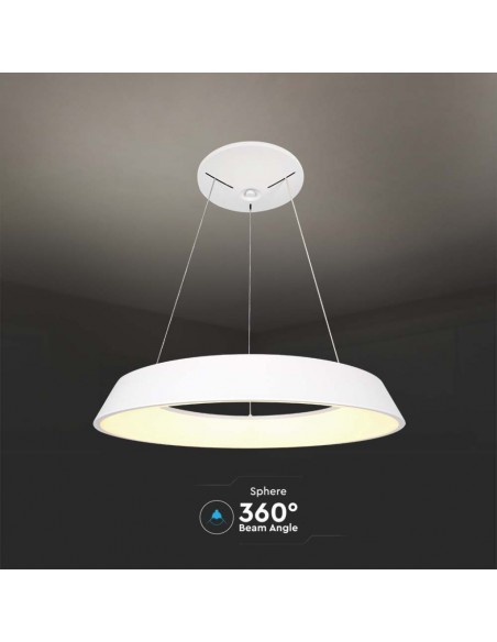 Lampadario LED a Sospensione Circolare 48W Dimmerabile TRIAC in Metallo Bianco 4000K