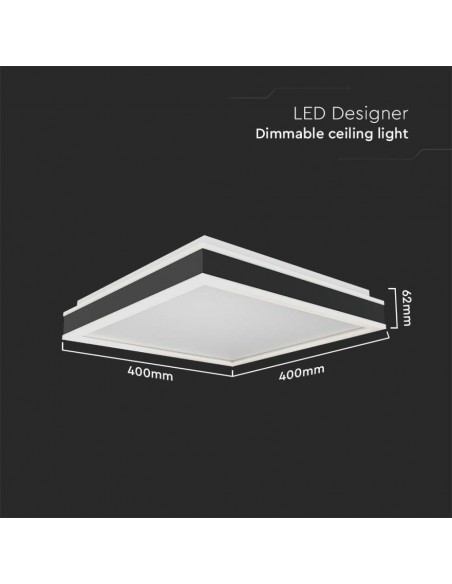 6914-Lampadario LED Quadrato  con Montaggio a Plafone Dimmerabile TRIAC Colore Nero -2