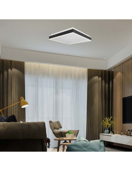 6914-Lampadario LED Quadrato  con Montaggio a Plafone Dimmerabile TRIAC Colore Nero -3