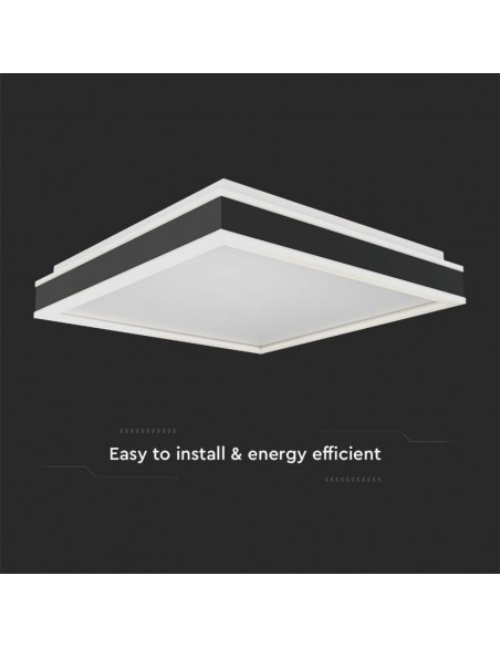 6914-Lampadario LED Quadrato  con Montaggio a Plafone Dimmerabile TRIAC Colore Nero -6