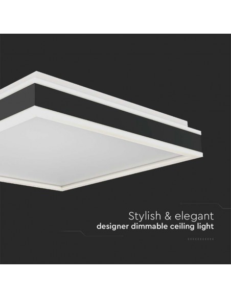 6914-Lampadario LED Quadrato  con Montaggio a Plafone Dimmerabile TRIAC Colore Nero -7