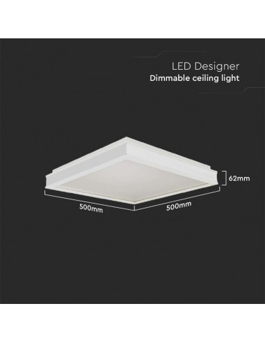 6918-Lampadario LED Quadrato  con Montaggio a Plafone Dimmerabile TRIAC Colore Bianco -2