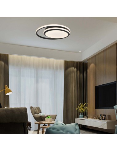 6920-Lampadario LED Rotondo Doppio  con Montaggio a Plafone Colore Nero -4