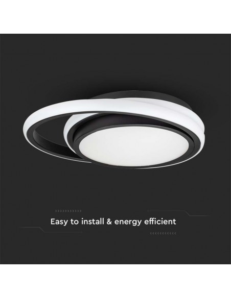 6920-Lampadario LED Rotondo Doppio  con Montaggio a Plafone Colore Nero -6