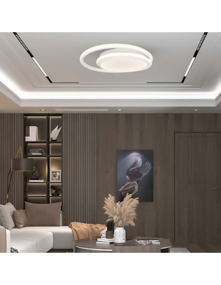 6921-Lampadario LED Rotondo Doppio  con Montaggio a Plafone Colore Bianco -3