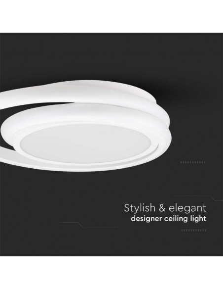 6921-Lampadario LED Rotondo Doppio  con Montaggio a Plafone Colore Bianco -7