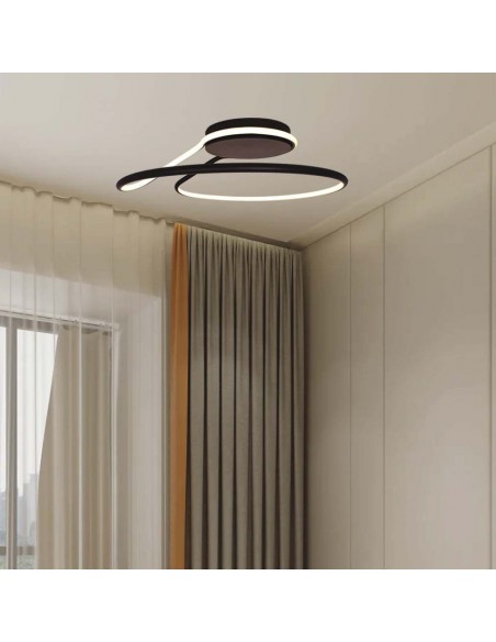 6923-Lampadario LED dal Design Moderno Rotondo  in Alluminio Dimmerabile TRIAC Colore Nero К-3