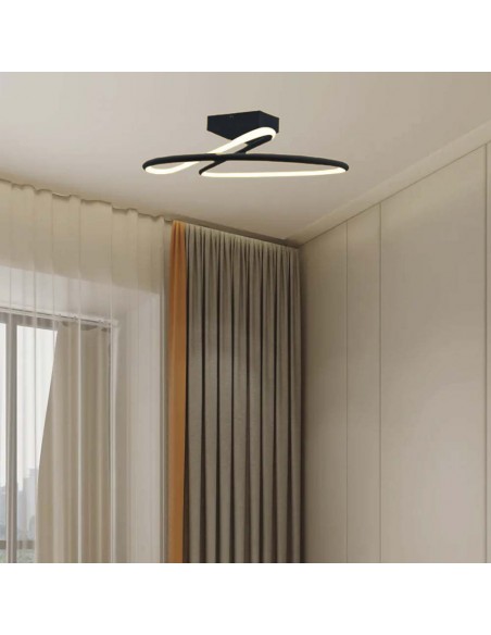 6926-Lampadario LED dal Design Moderno Rotondo  in Alluminio Colore Nero К-3