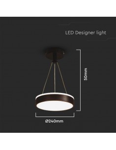 6931-Lampadario LED a Sospensione Circolare  in Metallo Colore Nero d mm h mm -1 2