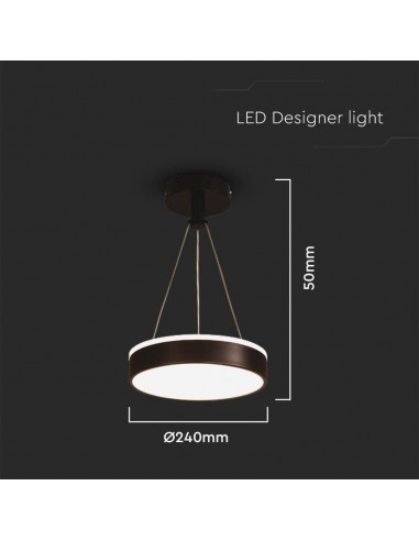 6931-Lampadario LED a Sospensione Circolare  in Metallo Colore Nero d mm h mm -2