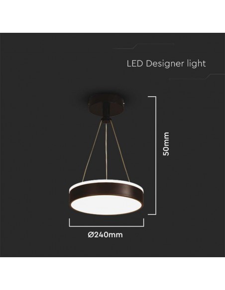 6931-Lampadario LED a Sospensione Circolare  in Metallo Colore Nero d mm h mm -2