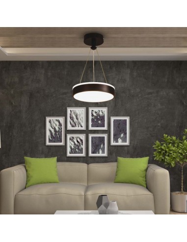 6931-Lampadario LED a Sospensione Circolare  in Metallo Colore Nero d mm h mm -4