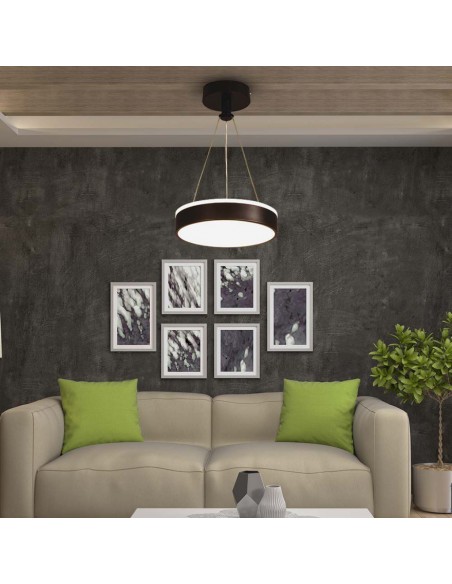 6931-Lampadario LED a Sospensione Circolare  in Metallo Colore Nero d mm h mm -4
