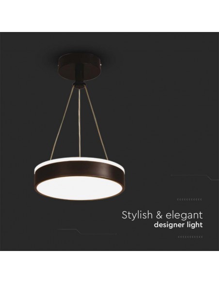 6931-Lampadario LED a Sospensione Circolare  in Metallo Colore Nero d mm h mm -7