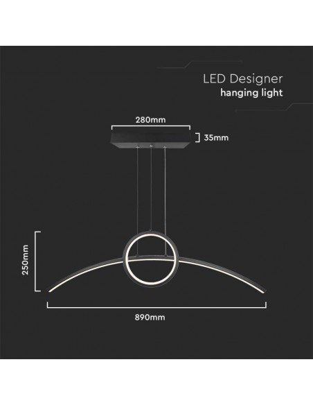 6933-Lampadario LED a Sospensione  dal Design Moderno Colore Nero -2