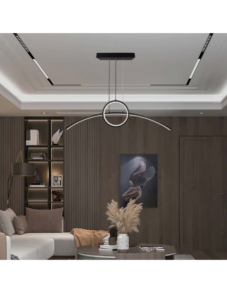 6933-Lampadario LED a Sospensione  dal Design Moderno Colore Nero -4