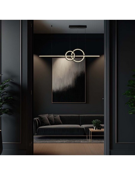 6935-Lampadario LED a Sospensione  in dal Design Moderno Colore Nero-3