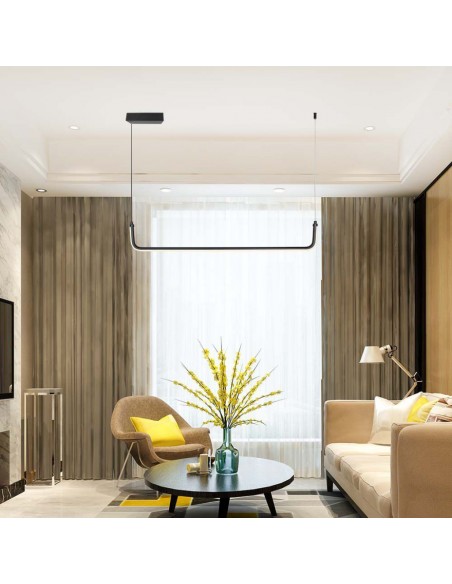 6939-Lampadario LED a Sospensione  Lmm dal Design Moderno Colore Nero -3