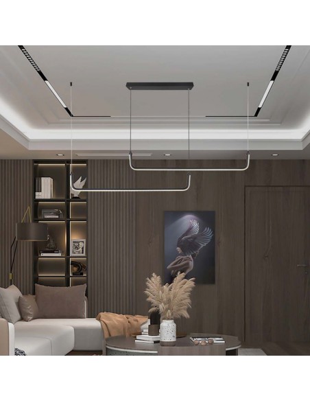 6941-Lampadario LED a Sospensione  Lmm dal Design Moderno Colore Nero -4