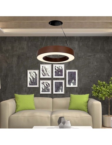 6959-Lampadario LED a Sospensione Circolare  Dimmerabile TRIAC in Metallo Colore Corten -4