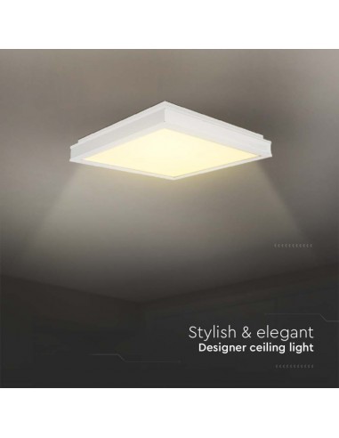 6991-Lampadario LED Quadrato  con Montaggio a Plafone Colore Bianco -7