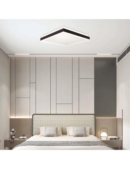 6992-Lampadario LED Quadrato  con Montaggio a Plafone Dimmerabile TRIAC Colore Nero -3