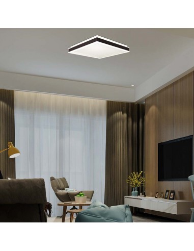 6992-Lampadario LED Quadrato  con Montaggio a Plafone Dimmerabile TRIAC Colore Nero -4