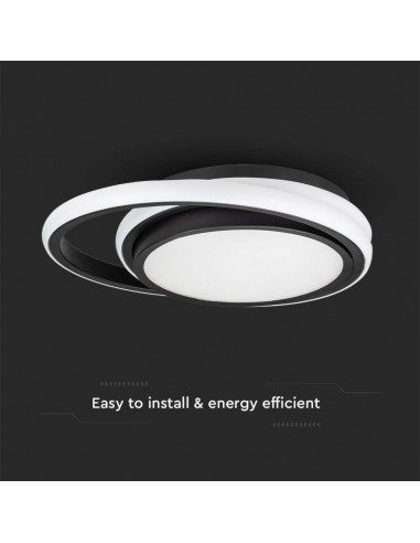 6994-Lampadario LED Rotondo Doppio  con Montaggio a Plafone Colore Nero -6