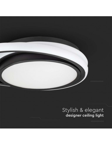 6994-Lampadario LED Rotondo Doppio  con Montaggio a Plafone Colore Nero -7