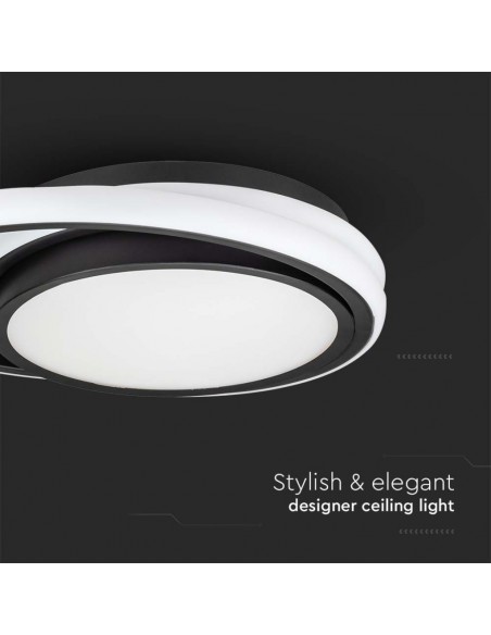 6994-Lampadario LED Rotondo Doppio  con Montaggio a Plafone Colore Nero -7