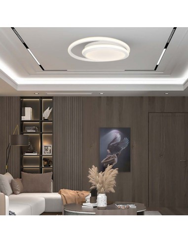 6995-Lampadario LED Rotondo Doppio  con Montaggio a Plafone Colore Bianco -3