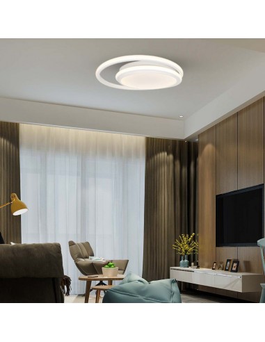 6995-Lampadario LED Rotondo Doppio  con Montaggio a Plafone Colore Bianco -4