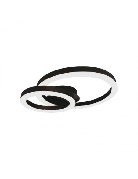 7000-Lampadario LED a Plafone  dal Design Moderno a due Anelli D-mm Colore Nero -1