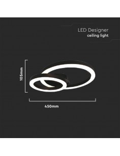7000-Lampadario LED a Plafone  dal Design Moderno a due Anelli D-mm Colore Nero -1 2