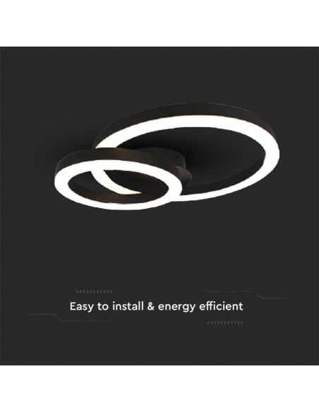 7000-Lampadario LED a Plafone  dal Design Moderno a due Anelli D-mm Colore Nero -6