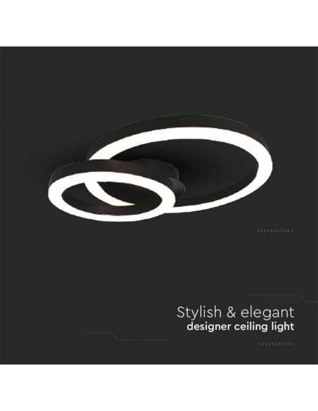 7000-Lampadario LED a Plafone  dal Design Moderno a due Anelli D-mm Colore Nero -7