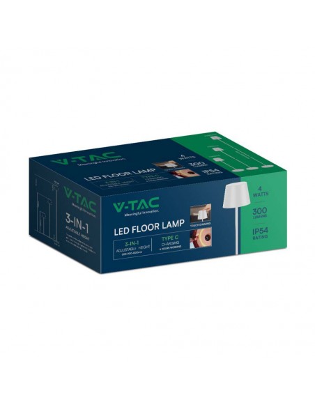7007-Piantana LED  Colore Bianco in Alluminio con Touch Dimmerabile Altezza regolabile in  IP-2