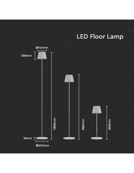 7007-Piantana LED  Colore Bianco in Alluminio con Touch Dimmerabile Altezza regolabile in  IP-3
